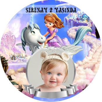 Sofia Temalı Resimli Akrilik Daire Magnet