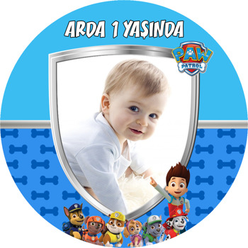 Paw Patrol Mavi Temalı Resimli Akrilik Daire Magnet