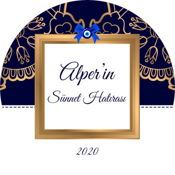 Gold Lacivert Sünnet Temalı Akrilik Daire Magnet