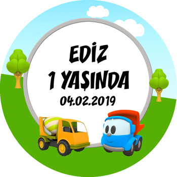 Akıllı Kamyon Leo Temalı Akrilik Daire Magnet