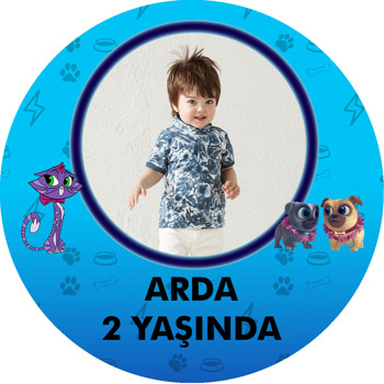 Bingo ve Rolinin Maceraları Temalı Resimli Akrilik Daire Magnet