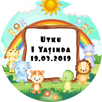 Animal Safari Temalı Akrilik Daire Magnet