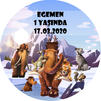 Buz Devri Temalı Akrilik Daire Magnet