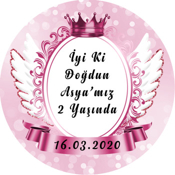 Pink Angel Wings Temalı Akrilik Daire Magnet