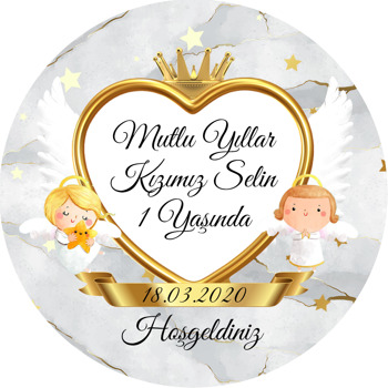 Gold Angel Temalı Akrilik Daire Magnet
