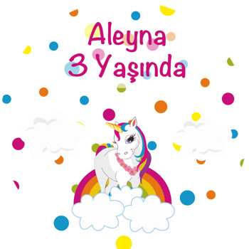 Unicorn Rainbow Temalı Akrilik Daire Magnet