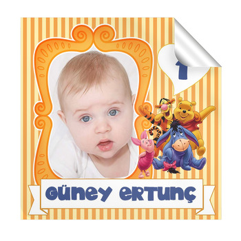 Winnie The Pooh Temalı Kare Etiket