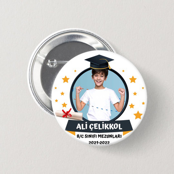 Kep ve Diploma Mezuniyet Hatırası Temalı İğneli Buton Rozet