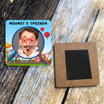 Karnaval Temalı Ahşap Kare Magnet