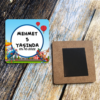 Karnaval Temalı Ahşap Kare Magnet