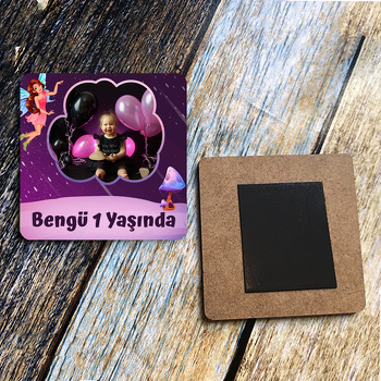 Peri Kızı Temalı Kare Ahşap Magnet