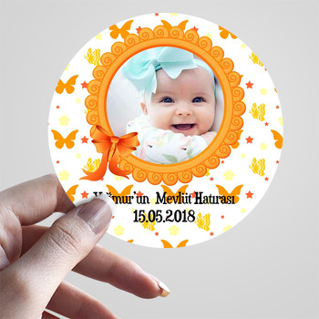 Turuncu Çerçeve Temalı  Bebek Sticker