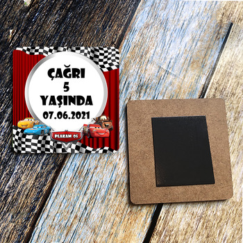 Şimşek Mcqueen Sahne Temalı Kare Ahşap Magnet