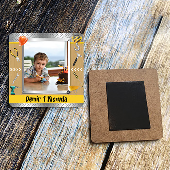 Tamirci Temalı Ahşap Kare Magnet