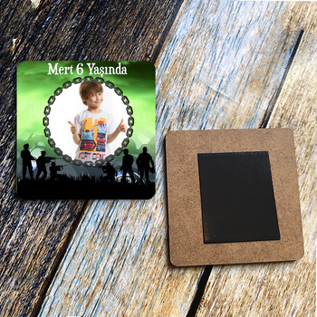 Komando Asker Temalı Ahşap Kare Magnet