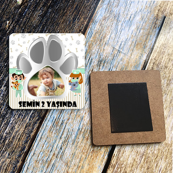 Veteriner Temalı Ahşap Kare Magnet