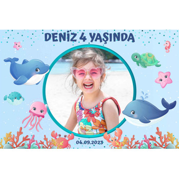 Sevimli Balıklar Temalı Doğum Günü Afiş