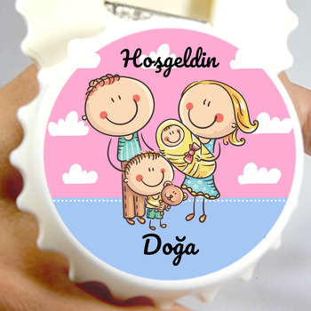Abi Kardeş ile Pembe Bulutlu Fon Temalı Kapak Şeklinde Magnet Açacak