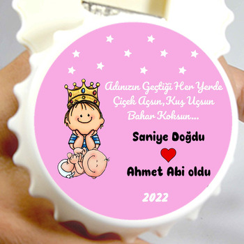 Abi Kardeş ile Pembe Fon  Temalı Kapak Şekilli Magnet Açacak