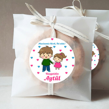 Abi Kardeş ile Pembe Kalpler Temalı Sticker