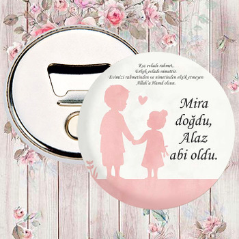 Abi Kardeş Pembe Silüet Temalı Magnet Açacak