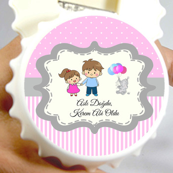 Abi Kardeş ve Balonlu Fil ile Pembe Fon Temalı Hoşgeldin Bebek  Kapak Açacak