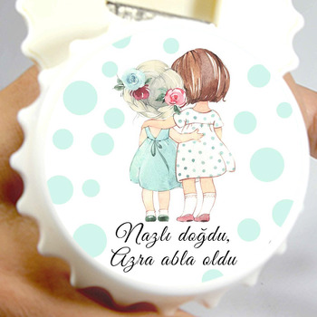 Abla ile Kız Kardeş Sevgisi Temalı Kapak Şekilli Magnet Açacak