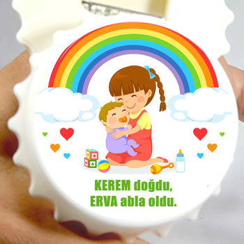 Abla Kız Kardeş ile Gökkuşağı Temalı Kapak Şeklinde Magnet Açacak