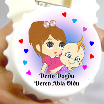 Abla Kız Kardeş Temalı Kapak Şekilli Magnet Açacak