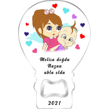 Abla ve Kız Kardeş Temalı Hoşgeldin Bebek Balon Magnet Açacak