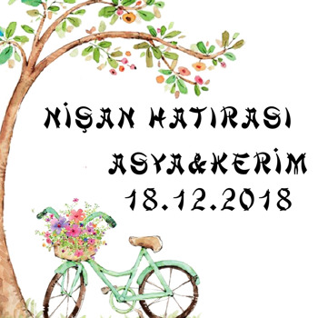 Ağaç ve Bisiklet Temalı Söz Nişan   Kare Parti Afiş