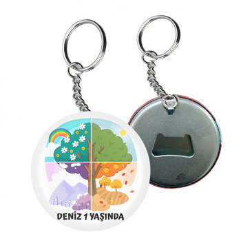 Ağaçta Dört Mevsim Temalı Arkası Açacak Anahtarlık