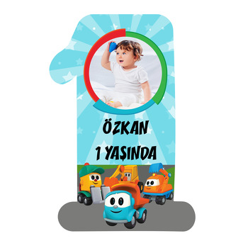 Akıllı Kamyon Leo ile Arkadaşları Temalı Doğum Günü Magnet