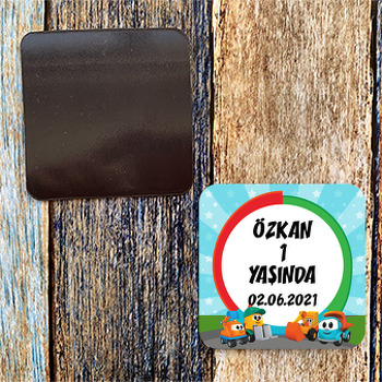 Akıllı Kamyon Leo ile Arkadaşları Temalı Doğum Günü Magnet
