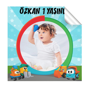 Akıllı Kamyon Leo ile Arkadaşları Temalı Resimli Kare Parti Etiket