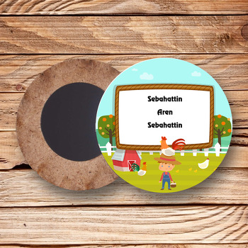 Ali Baba ve Çiftlik Temalı Ahşap Daire Magnet