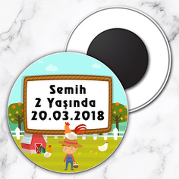 Ali Baba ve Çiftlik Temalı Daire Plastik Magnet