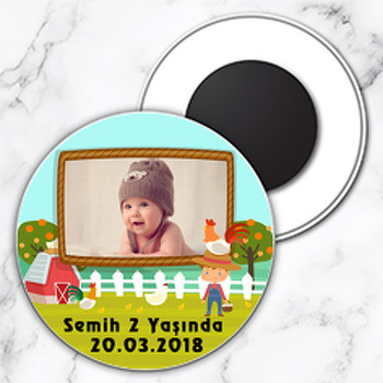 Ali Baba ve Çiftlik Temalı Resimli Daire Plastik Magnet