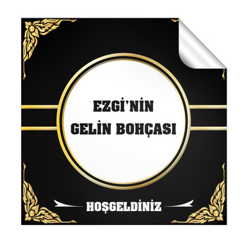 Altın Rengi Border Temalı Söz Nişan Nikah Kare Etiket