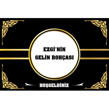 Altın Rengi Border Temalı Söz Nişan Nikah Magnet
