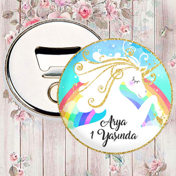 Altın Saçlı Unicorn Temalı Magnet Açacak