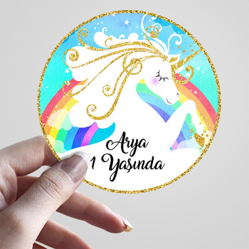 Altın Saçlı Unicorn Temalı Sticker