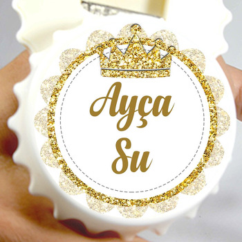 Altın Simli Taç Temalı Kapak Şekilli Magnet Açacak