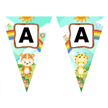 Animal Safari Temalı Parti Banner Flama