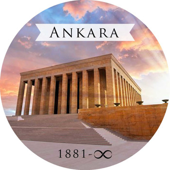 Ankara Anıtkabir ile Şehirler Temalı Daire Plastik Anahtarlık