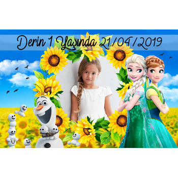 Anna Ve Elsa Temalı Doğum Günü Magnet