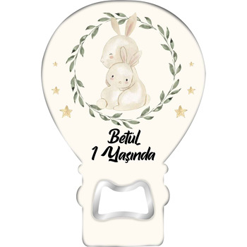 Anne ile Yavru Tavşan Temalı Balon Magnet Açacak