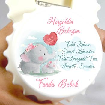 Anne Ve Yavru Fil Temalı Kapak Şekilli Magnet Açacak