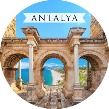 Antalya Üçkapılar ile Şehirler Temalı Daire Plastik Anahtarlık