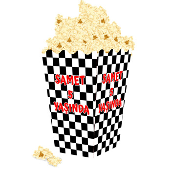 Araba Yarışı Bayrağı Temalı Popcorn Kutusu